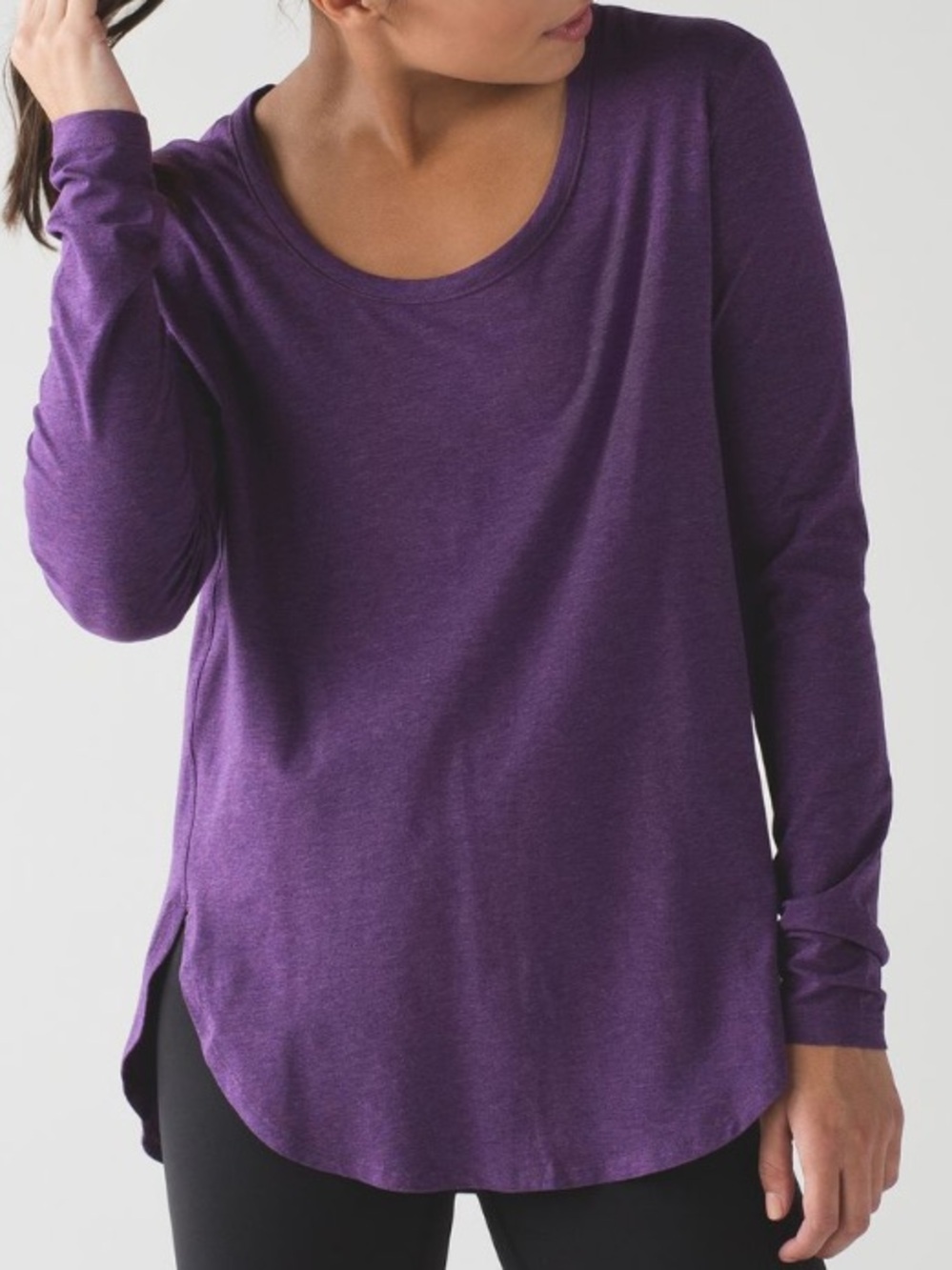Lululemon Love Scoop T-Shirt Womens S Purple Scoop Neck Long Sleeve Stretch